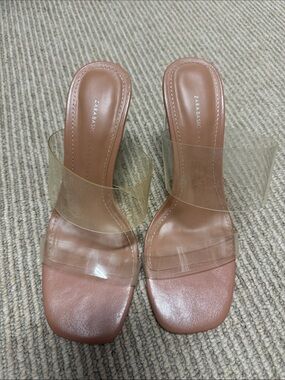 Zara Clear-Strap Mule — Tan Footbed